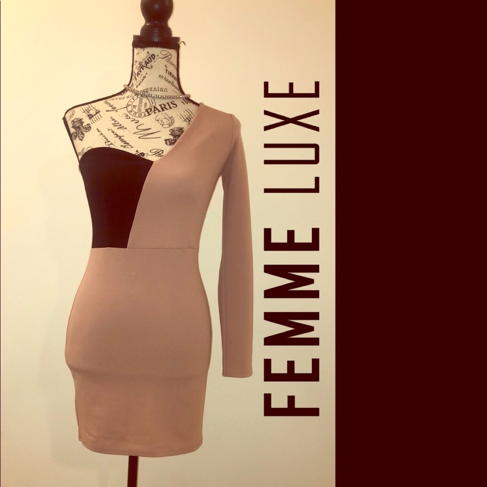 💥FEMME LUXE ONE SHOULDER BLOCK DRESS